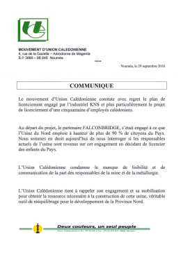 Page 1 MOUVEMENT D`UNION CALEDONIENNE 4, rue de la