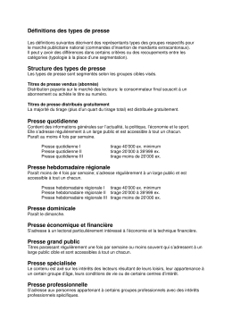 Définitions des types de presse Structure des types