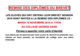 remise des dipl&ocirc;mes du brevet