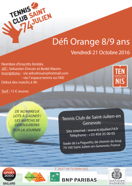 Defi-orange-oct-2016 - Tennis Club de Saint-Julien-en