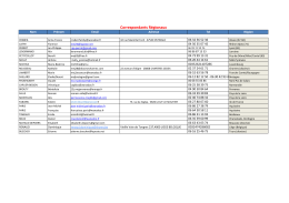 Vous trouverez la liste des Contacts Régionaux pour le