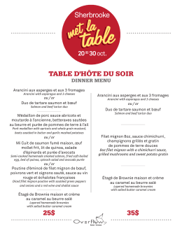 Menu soir - Sherbrooke met la table