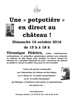 Dimanche 16 (15h-18h) "Une Popotière au