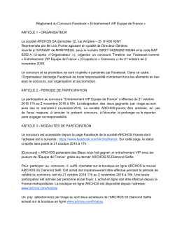 R&egrave;glement du jeu concours