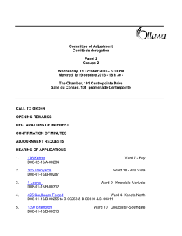 Committee of Adjustment Comité de derogation Panel 2 Groupe 2