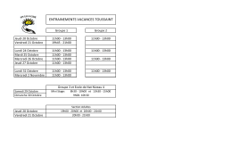 Entrainements Toussaint