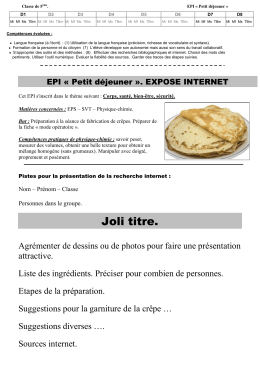 "petit déjeuner". Recherche Internet sur la préparation des crêpes.