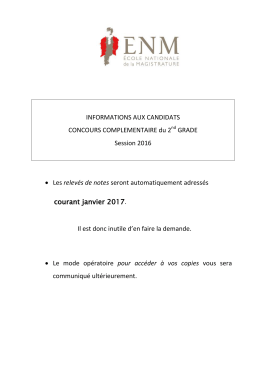 INFORMATIONS AUX CANDIDATS CONCOURS