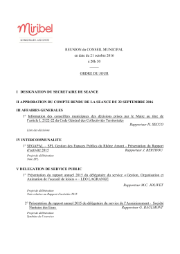 REUNION du CONSEIL MUNICIPAL en date du 21 octobre