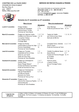 Menu de la semaine du 21 au 27 novembre