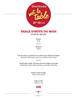 Menu midi - Sherbrooke met la table