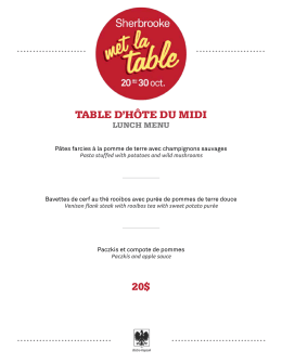 Menu midi - Sherbrooke met la table