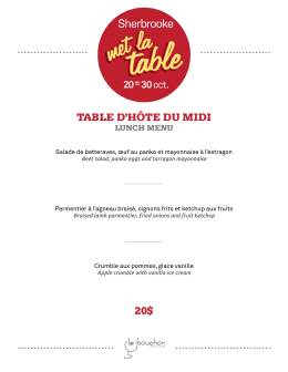 Menu midi - Sherbrooke met la table