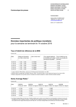 Données importantes de politique monétaire pour la semaine se