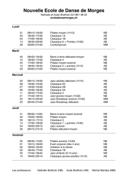 Horaires à télécharger - Nouvelle Ecole de Danse