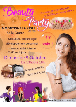 Beauty Party dimanche 9 octobre Salle Gratto de Montigny la Resle