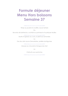 Formule d&eacute;jeuner Menu Hors boissons Semaine 37