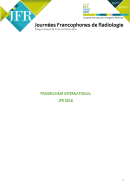 Consulter le programme - Journ&eacute;es Francophones de Radiologie