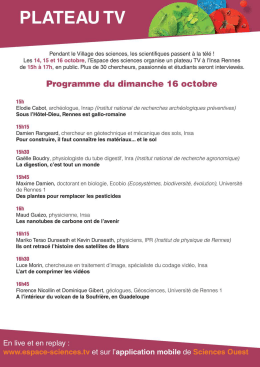 Page 1 PLATEAU I V Pendant le Village des sciences, les