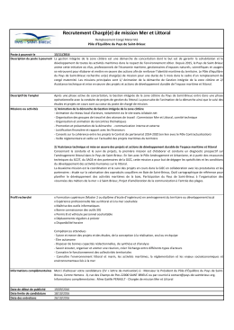 Recrutement Chargé(e) de mission Mer et Littoral