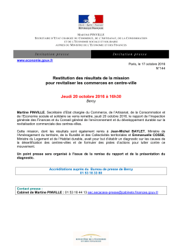 Restitution des résultats de la mission pour revitaliser les