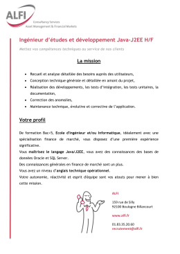 Ing&eacute;nieur d`&eacute;tudes et d&eacute;veloppement Java-J2EE H/F