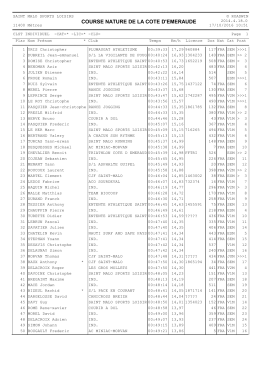 CLassements 11,4km Course nature COTE EMERAUDE 2016