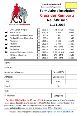 Formulaire d`inscription Individuel.. - CSL Neuf