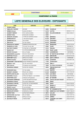 Liste des &eacute;leveurs