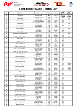 LISTE DES ENGAGES / ENTRY LIST