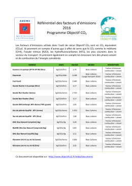 R&eacute;f&eacute;rentiel des facteurs d`&eacute;missions