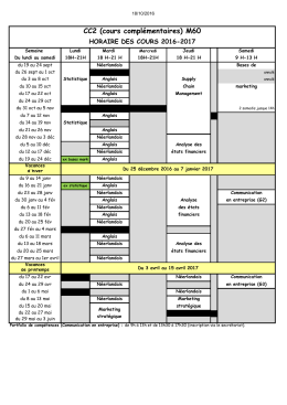 Horaire des cours complémentaires 2 File