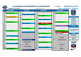 calendrier entrainements/championnat 1&deg; phase equipe u14/u18f