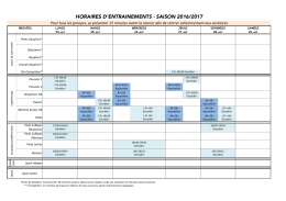 horaires d`entrainements - saison 2016/2017