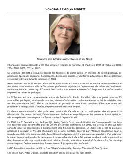 L`HONORABLE CAROLYN BENNETT Ministre des Affaires