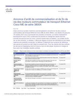 Annonce d`arr&ecirc;t de commercialisation et de fin de vie des