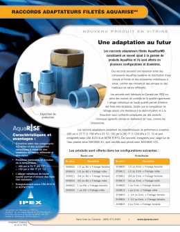 Les raccords adaptateurs &agrave; visser Aquarise
