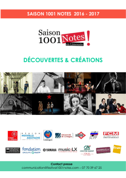 Le dossier de presse de la saison 2016-2017