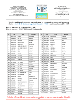 Liste des pr&eacute;s&eacute;lectionn&eacute;s