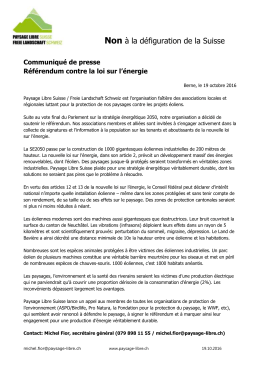 Communiqué de presse - Paysage Libre Suisse