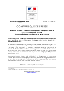 communiqué de presse - Ministère du Logement et de l`Habitat