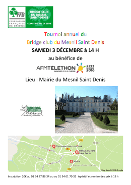 Tournoi annuel du Bridge club du Mesnil Saint Denis SAMEDI 3