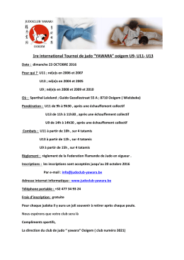 1re international Tournoi de judo &ldquo;YAWARA&rdquo; ooigem U9- U11
