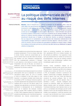 La politique commerciale de l`UE au risque des défis internes