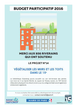 Végétaliser les murs et les toits dans le 15e - Mairie du 15e