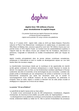 daphni l&egrave;ve 150 millions d`euros pour r&eacute;volutionner le capital