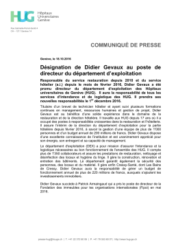 Désignation de Didier Gevaux au poste de directeur du