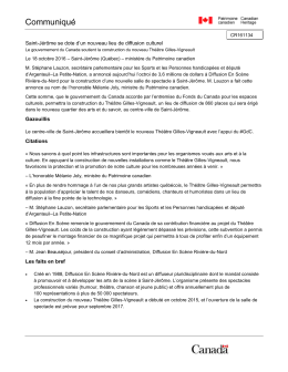 Communiqué de presse – Canada