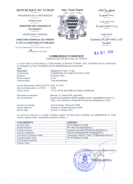 Communiqué d`annonce Emission des Obligations du Trésor