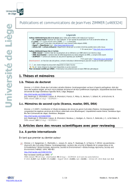 Publications et communications de Jean-Yves ZIMMER